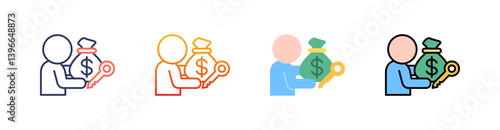Investment Multi Style Icon Set Vector 