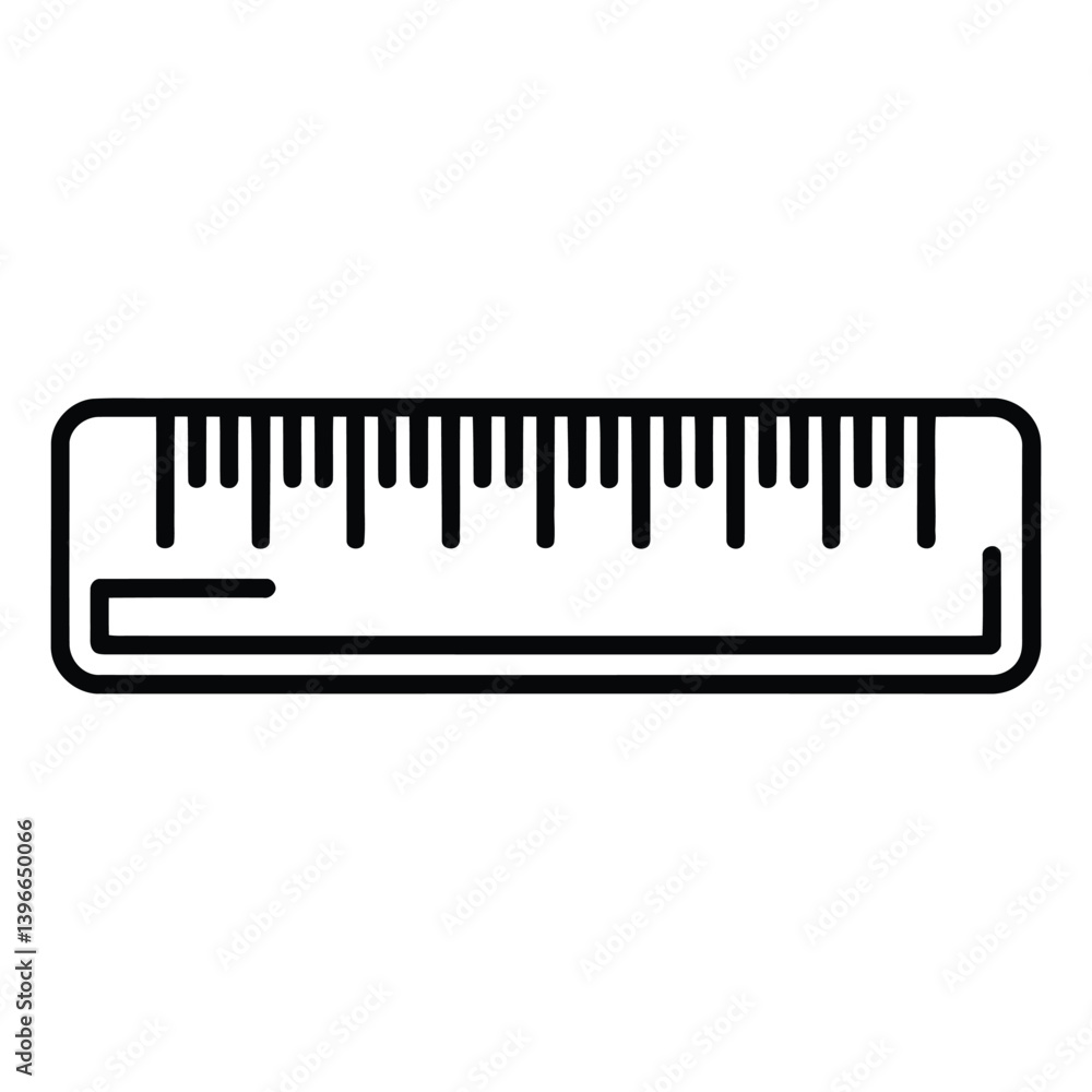 Ruler Line Art, Silhouette, Vector, Icon, Logo, White Background. Ruler Line Art, Silhouette, Vector, Icon, Logo, White Background.
