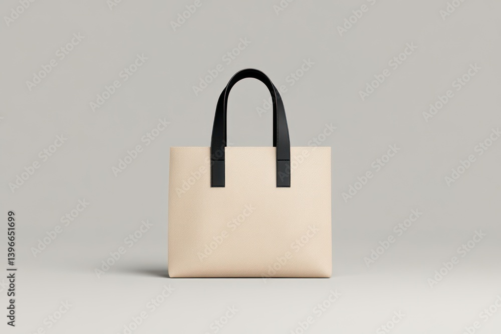 Canvas Bag Mockup: Fabric Tote with Handle Template, Black and White Cotton Eco Reusable Tote for Shopping, Blank Mockup for Shopper, Eco-Friendly Grocery Bag Vector