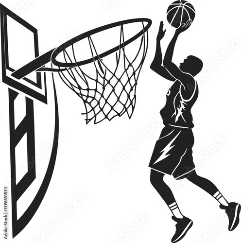 Basketball jump silhouette illustration