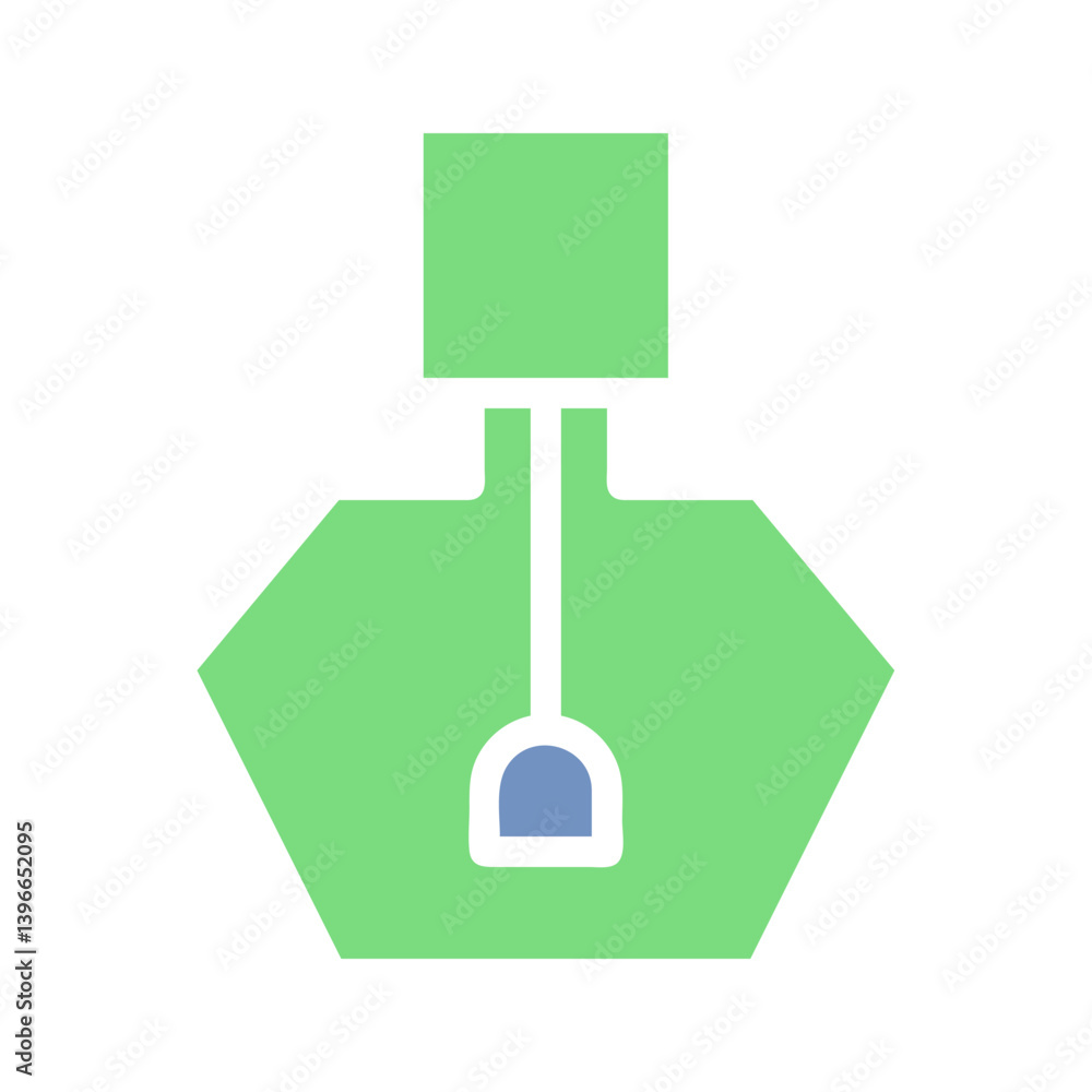 Abstract Green Bag Design with Blue and White Tag