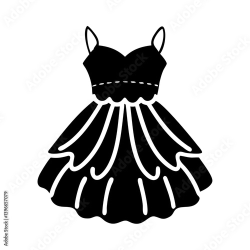 tulle dress icon, tulle dress silhouette vector illustration-simple silhouette illustration of tulle dress, perfect for tulle dress logos and icons