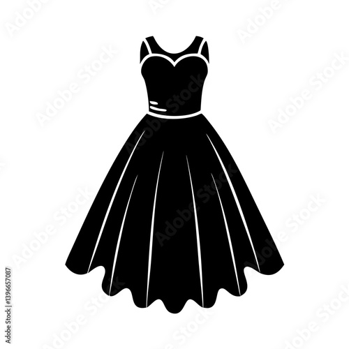 tulle dress icon, tulle dress silhouette vector illustration-simple silhouette illustration of tulle dress, perfect for tulle dress logos and icons