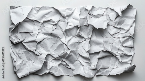 Realistic Texture of Crumpled White Paper for Background or Wallpaper Use in High-Quality Photography Projects