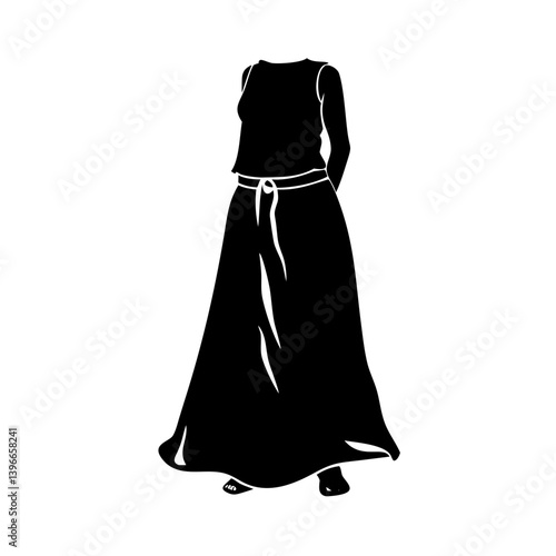 maxi skirt icon, maxi skirt silhouette vector illustration-simple silhouette illustration of maxi skirt, perfect for maxi skirt logos and icons