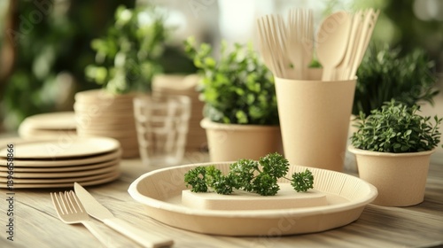 Biodegradable food packaging with recycling marks, paper disposable environmentally friendly tableware for environmental protection