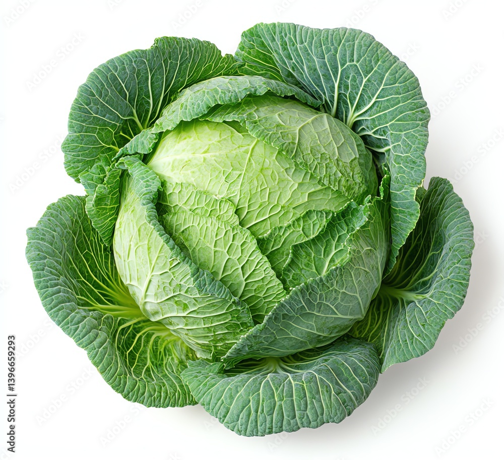 Fototapeta premium Fresh Savoy Cabbage on White Background for Healthy Eating Concepts