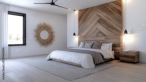 Obraz na płótnie Cozy French Country Rustic Bedroom in Modern Farmhouse Decor w salonie
