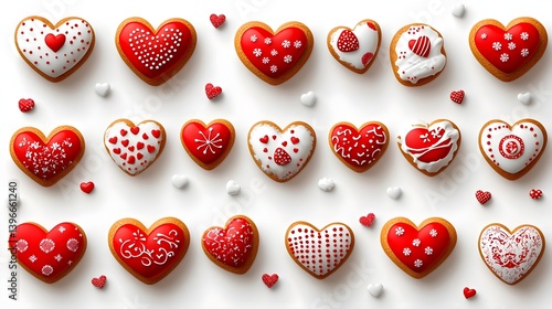 Assorted Heart-Shaped Cookies for Valentine's Day Celebration