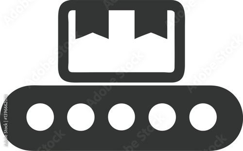Conveyor Belt with Package in Silhouette Style and Transparent Background Design