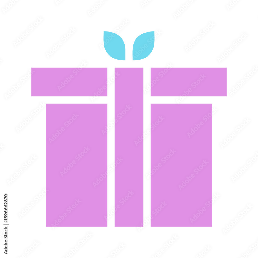 Minimalist Gift Box Symbol with Leaf Decoration Minimalist Gift Box Symbol with Leaf Decoration