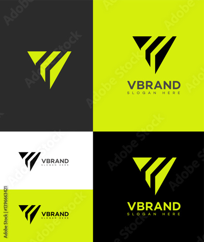 Free Download V Letter Logo Design Modern, Triangular, Geometric, Yellow, Black - GFXLoad