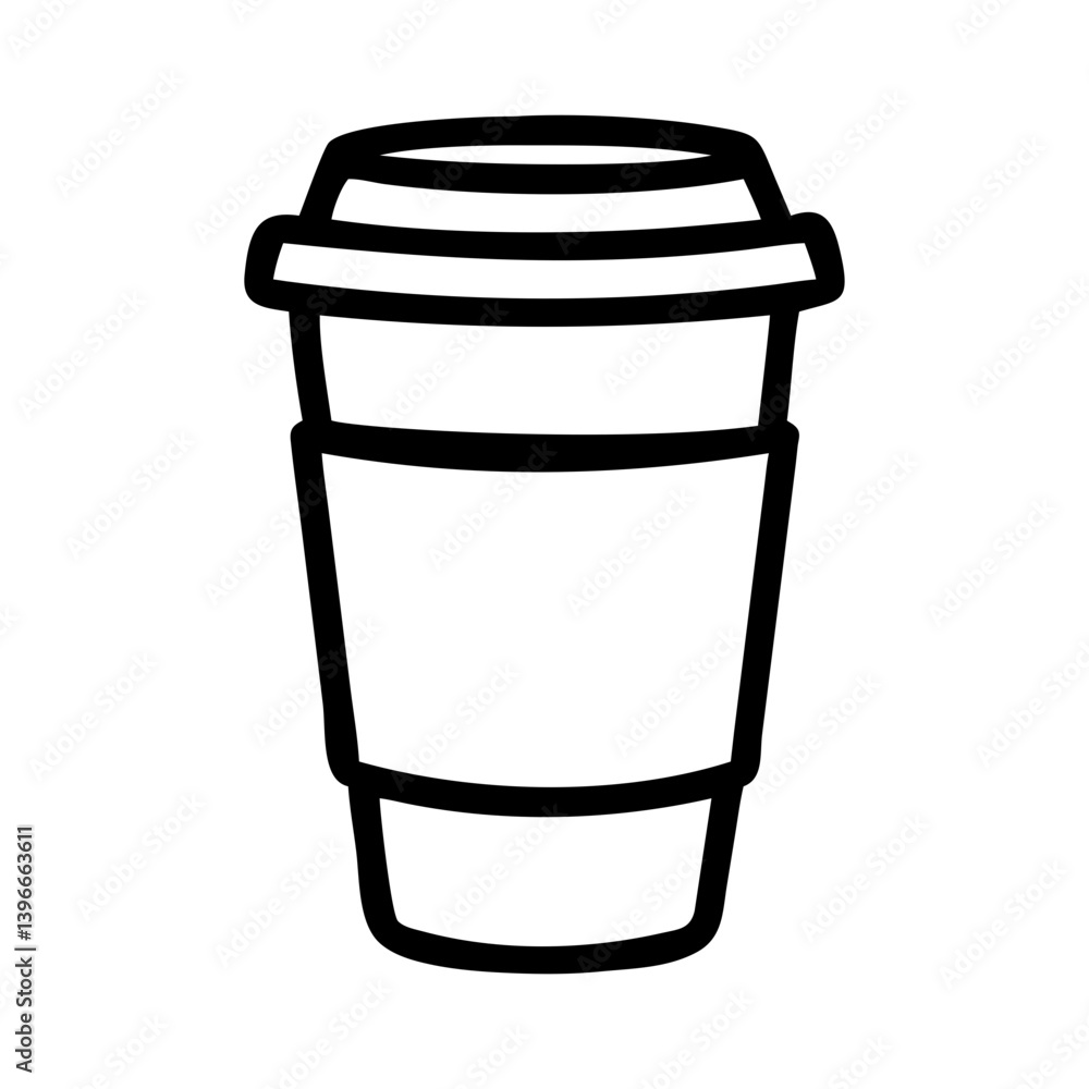 Black outline of a disposable coffee cup with a coffee bean symbol Black outline of a disposable coffee cup with a coffee bean symbol