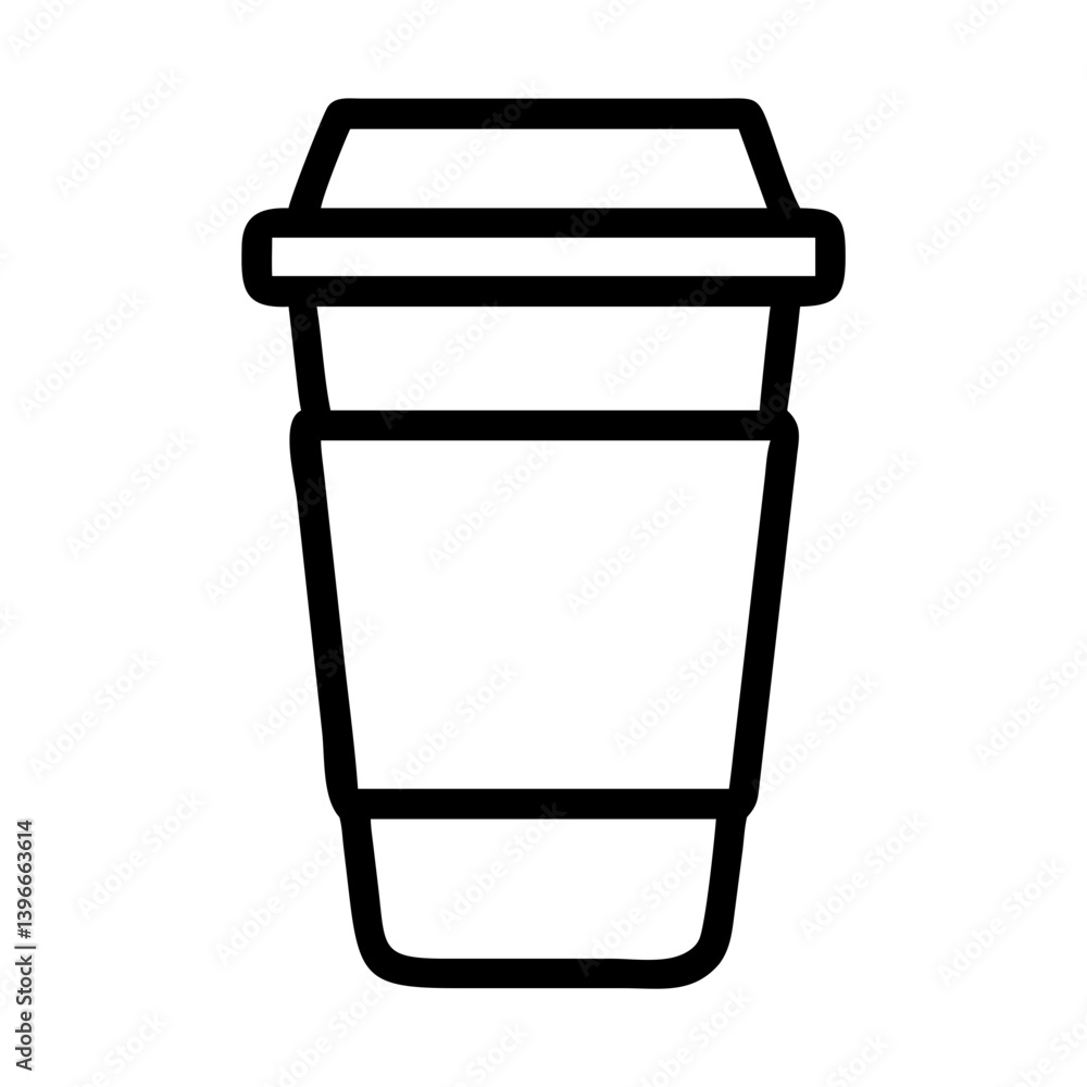 Black outline of a disposable coffee cup with a coffee bean symbol Black outline of a disposable coffee cup with a coffee bean symbol