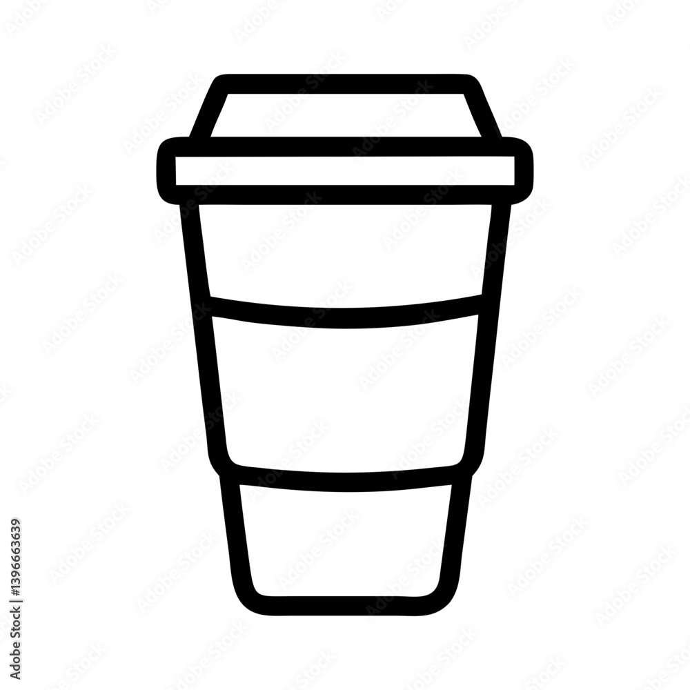 Black outline of a disposable coffee cup with a coffee bean symbol Black outline of a disposable coffee cup with a coffee bean symbol
