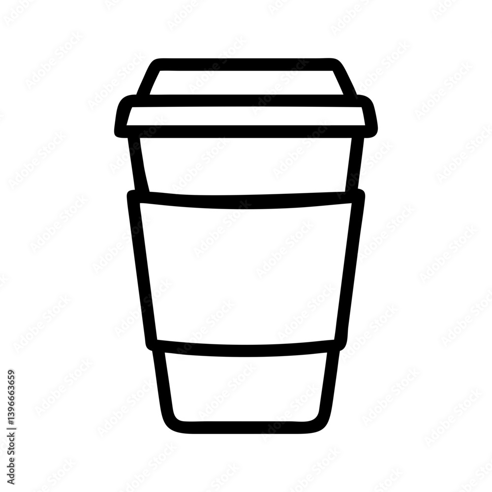 Black outline of a disposable coffee cup with a coffee bean symbol Black outline of a disposable coffee cup with a coffee bean symbol
