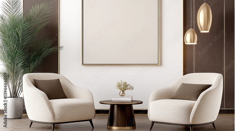 Modern Interior with Stylish Armchair and Coffee Table - 3D Rendering