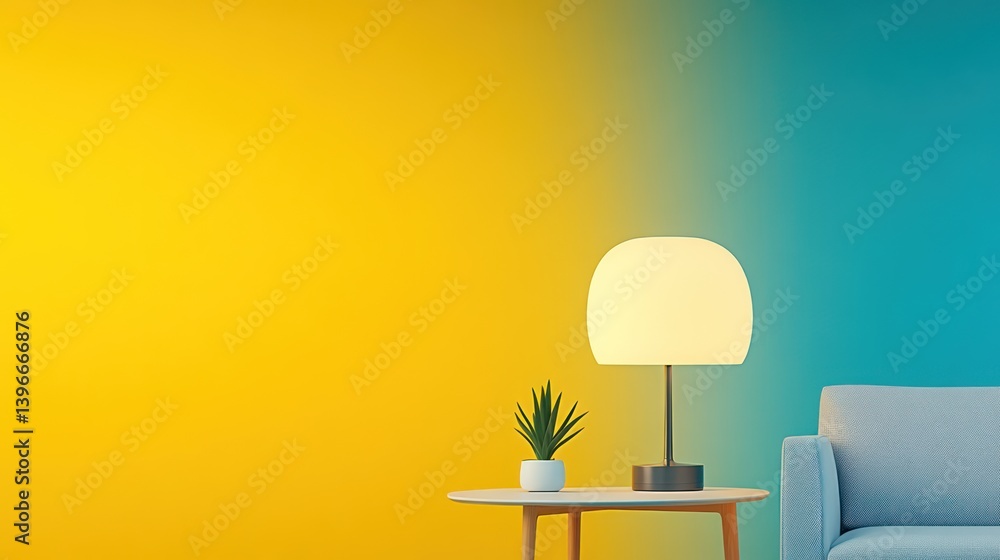Cozy Interior with Armchair, Coffee Table, and Lamps - 3D Rendering