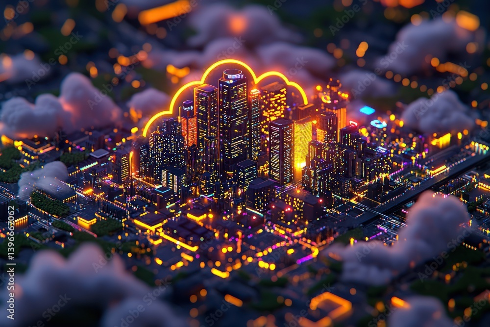 Futuristic Isometric Cloud Storage Server for Data Transmission and Network Computing Technology