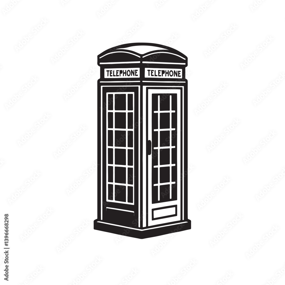 Obraz premium vector illustration of an old telephon box