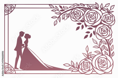 Pink Rosé Frame with Elegant Glow Gradient for Wedding Templates, Man women romantic mood, love

