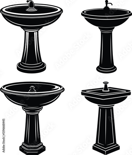Pedestal Sink silhouette vector