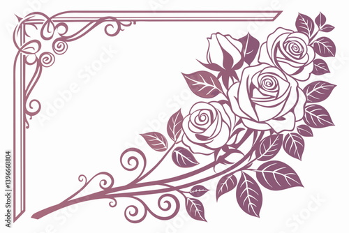 Champagne Rose Frame with Gentle Gradient for Upscale Wedding Stationery

