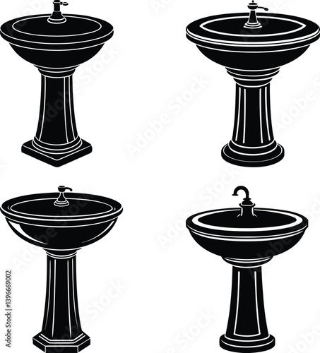 Pedestal Sink silhouette vector