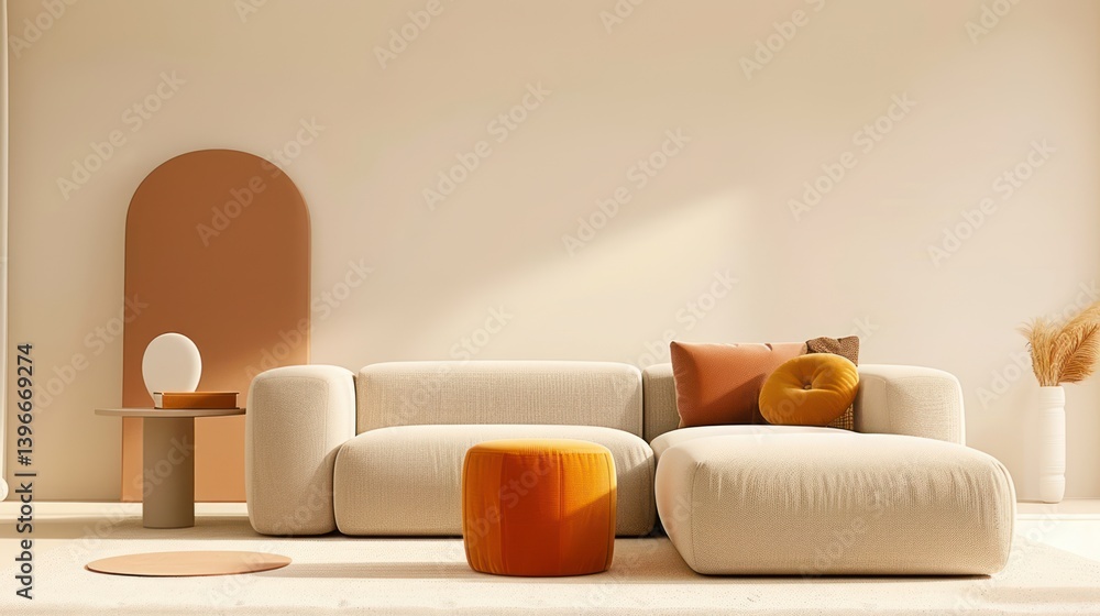 Modern Japandi Living Room with Earthy Tones