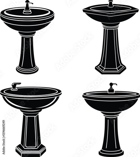 Pedestal Sink silhouette vector