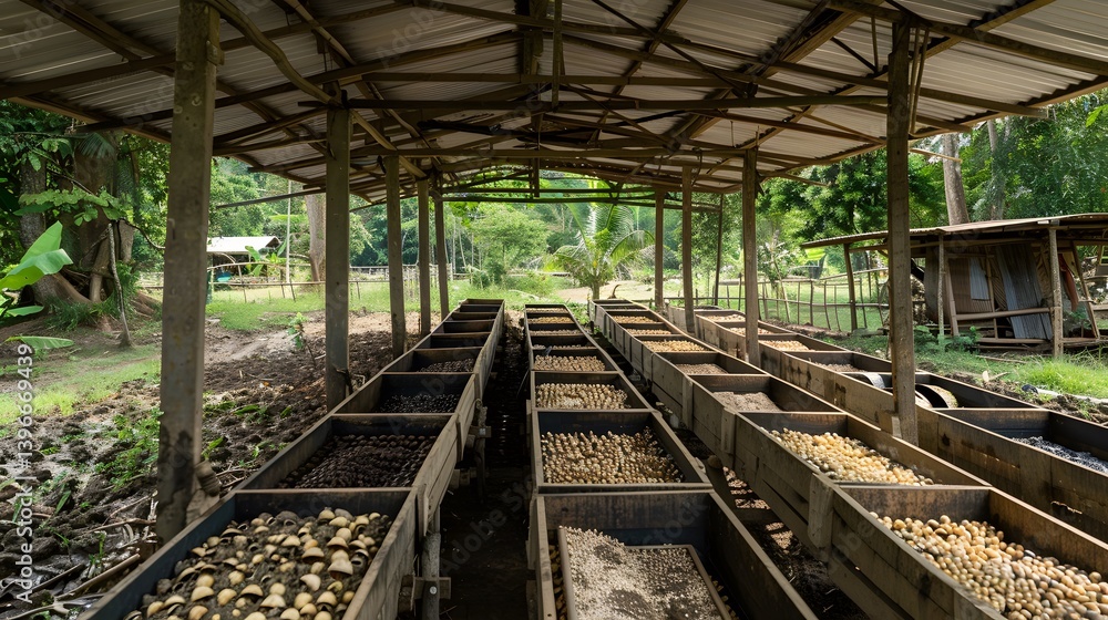 Farm to Table: Agricultural Drying Process in a Rustic Setting Farm to Table: Agricultural Drying Process in a Rustic Setting