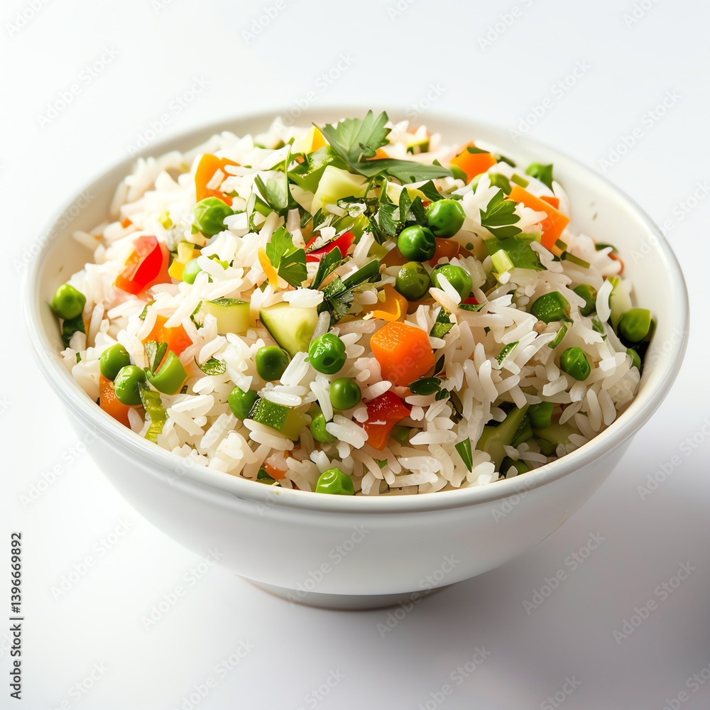 Bowl of Rice with Vegetables Healthy Side Dish Close Up Bowl of Rice with Vegetables Healthy Side Dish Close Up