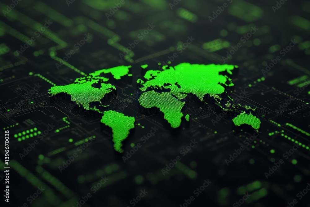Mobile Global Internet Communications: World Wide Web on Phone via Wireless Satellite Network Technology, Smartphone Digital Connection at Clouds Services of All Earth Holographic Abstract Interface