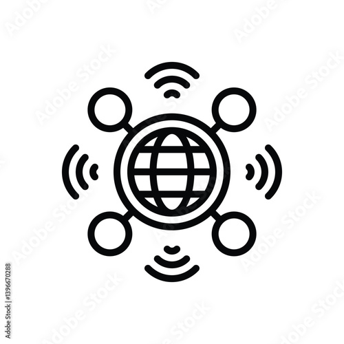 Black line icon for internet
