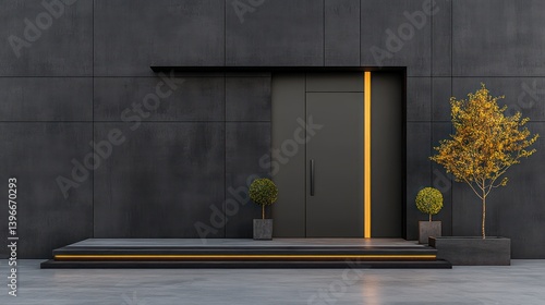 Contemporary Black Fiberglass Front Entry Door with Single Sidelite - Modern Design for Stylish Home Entrance