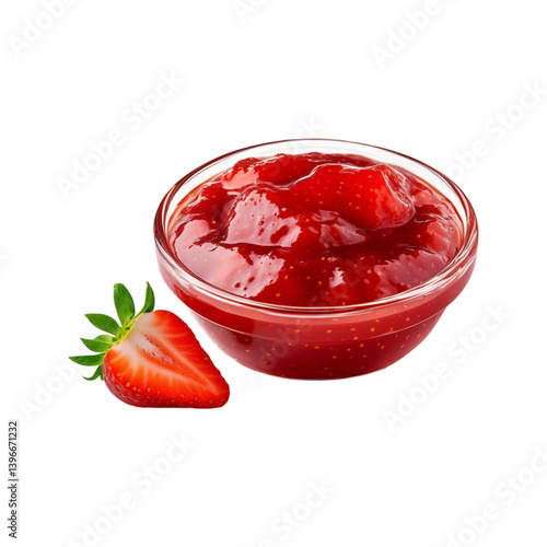 Wallpaper Mural Glass bowl of strawberry fruit jam with slice on transparent background Torontodigital.ca