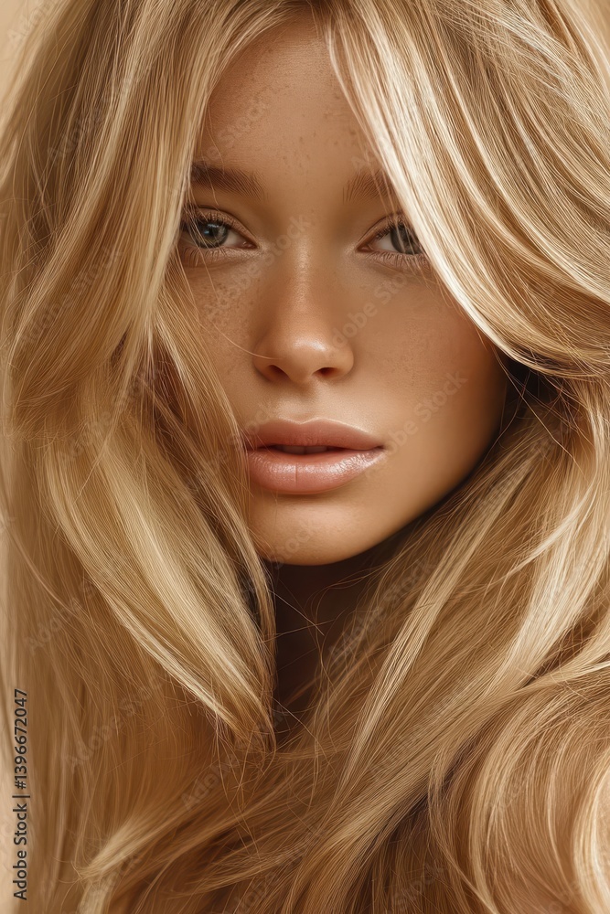 A close-up portrait showcasing the charming glow of natural features and flowing hair illuminated by soft lighting. A close-up portrait showcasing the charming glow of natural features and flowing hair illuminated by soft lighting.