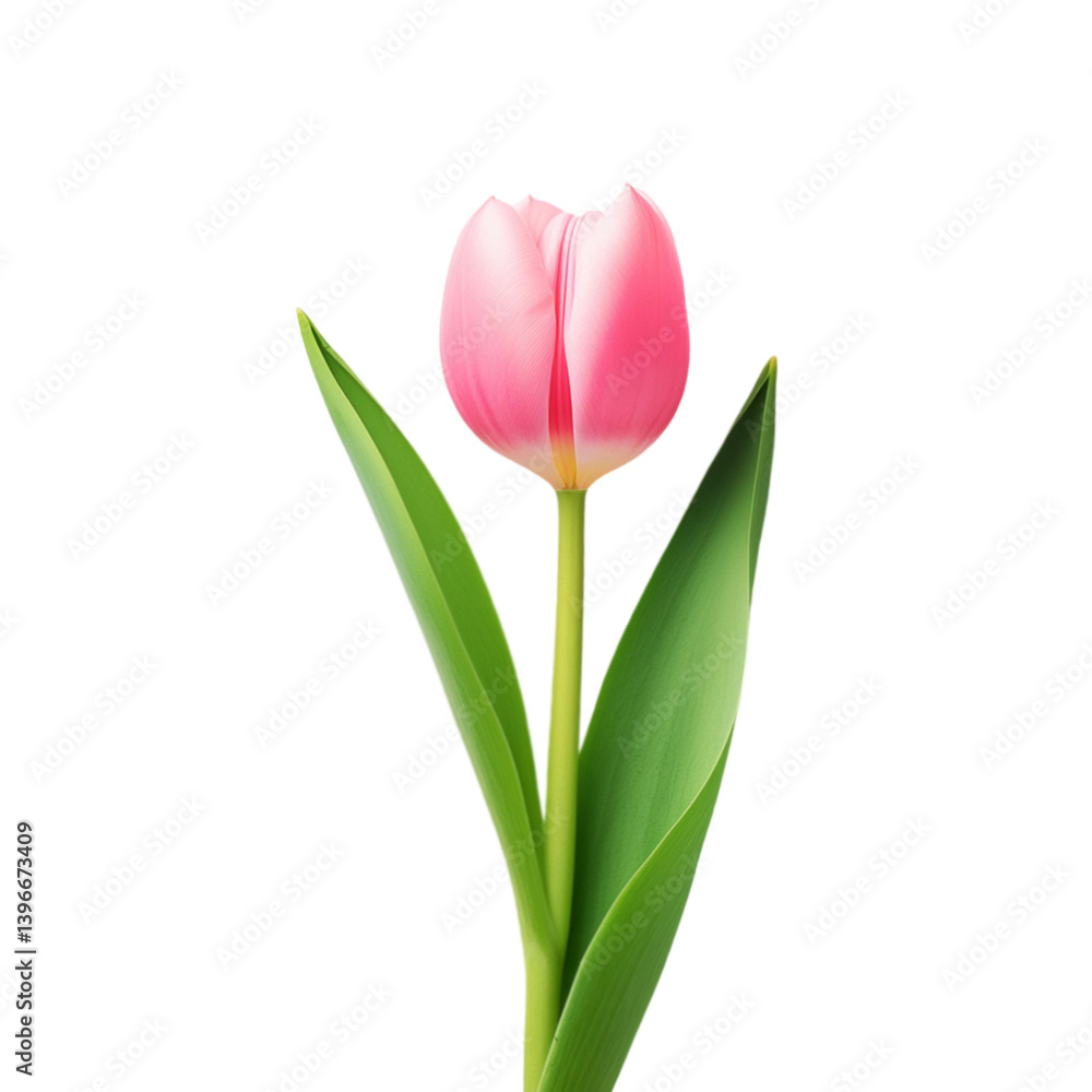 Realistic Pink tulip flower branch on transparent background Realistic Pink tulip flower branch on transparent background