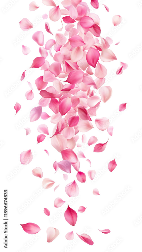 Pink Flower Petals Falling Softly Against a Transparent Background in High Resolution Pink Flower Petals Falling Softly Against a Transparent Background in High Resolution