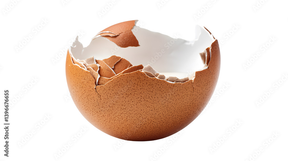 Striking portrayal of a shattered eggshell against an abyss background
