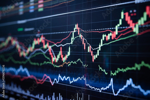 Financial Market Stock Charts Displayed On Screen Showing Investment Analysis Trends