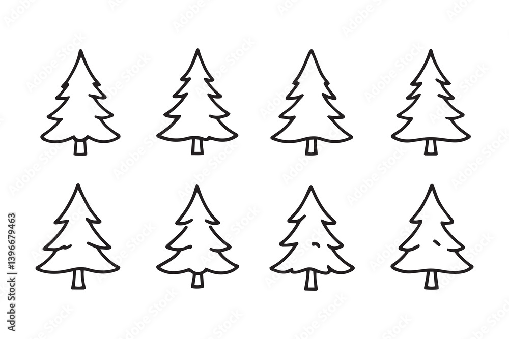 Obraz premium Pine Tree line art illustration