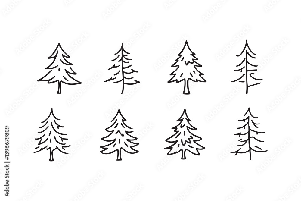 Obraz premium Pine Tree line art illustration