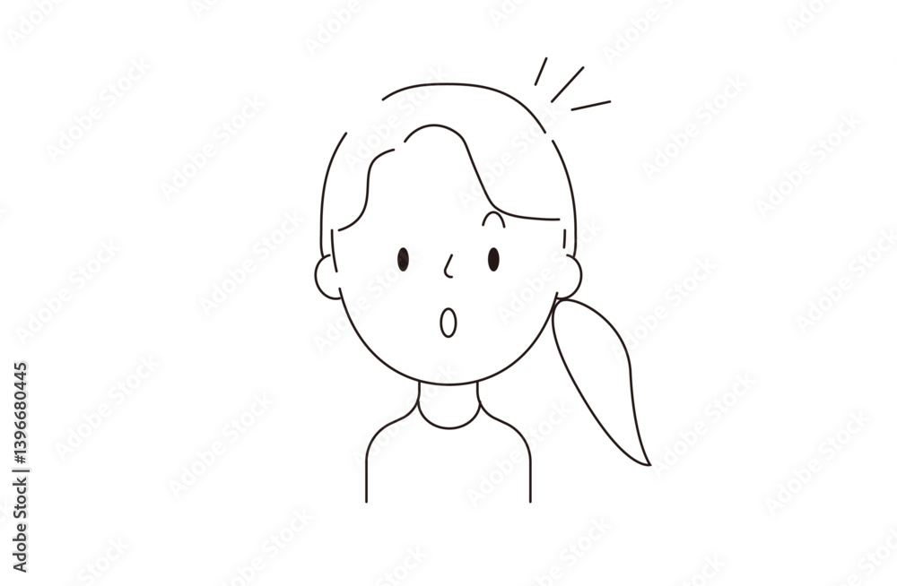 Obraz premium ポニーテールの女性 驚く