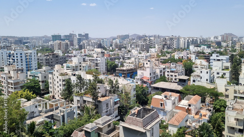 Aerial view of the Pune city, IT hub, software park	