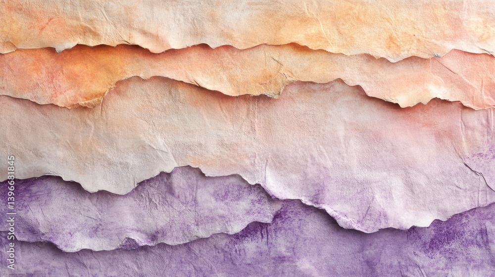 Elegant pencil strokes backdrop with uneven border in tones of beige, orange, and purple