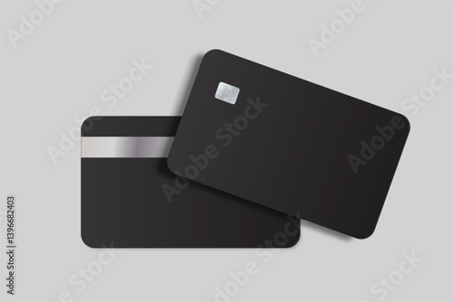 Vector realistic plastic credit card templates. Blank debit card with chip card on background. Mockup empty design for online business and finance, technology payment, digital payment concept.
