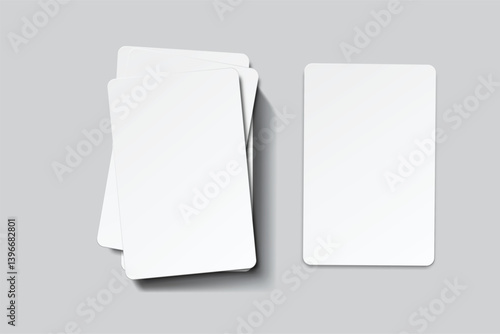 Playing cards mockup. Blank cards deck of poker hand, successful game, bet, casino ads, gambling business, game card or note cards, greeting card, invitation, credit card, business card isolated

