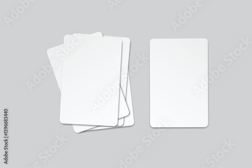 Playing cards mockup. Blank cards deck of poker hand, successful game, bet, casino ads, gambling business, game card or note cards, greeting card, invitation, credit card, business card isolated
