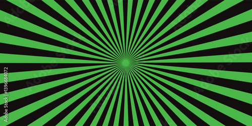 Abstract background with green fondant color. Sunburst Pattern. Green sunburst background. Green and black rays in the black background.